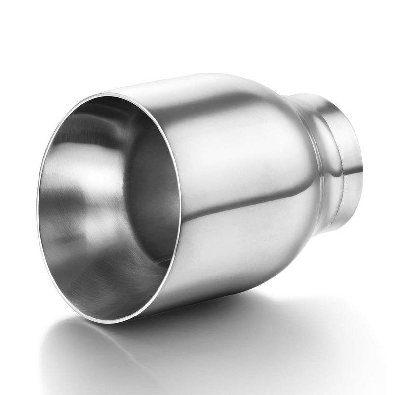 A-KARCK Exhaust Tip 2.5 Inch Inlet, Muffler Tip 2.5" Inlet 4" Outlet 5" Long Dual Wall For Car Tailpipe, Stainless Steel Polished Weld On - Image 3